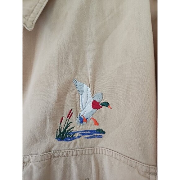 Cabelas Shirt Mens 3XLT Beige LS Embroidery Button Up Pockets Outdoor VTG FLAWS - Picture 7 of 12